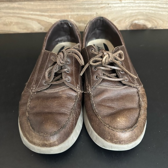 Skechers On the Go Boat Shoe GoGa Max Brown Leather Lace Up Men Size 11 Casual - Picture 5 of 9